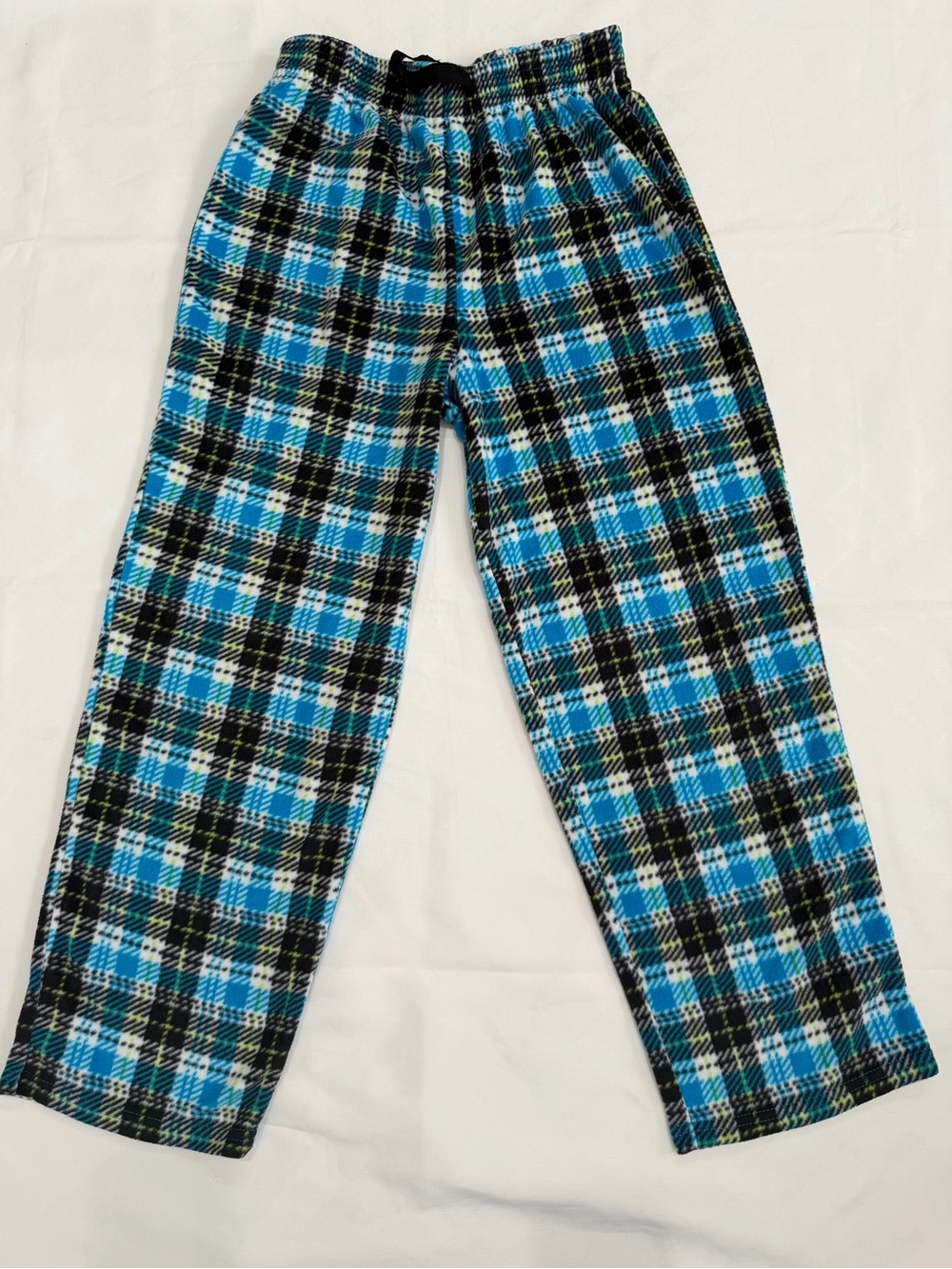 Unisex Member’s Mark Blue/Black Plaid Flannel lounge Pants Size 14/16   J031